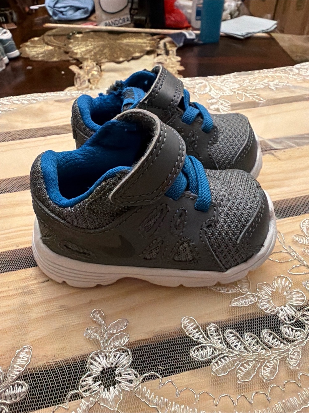 Nike Toddler Grey and Blue Athletic Sneakers
